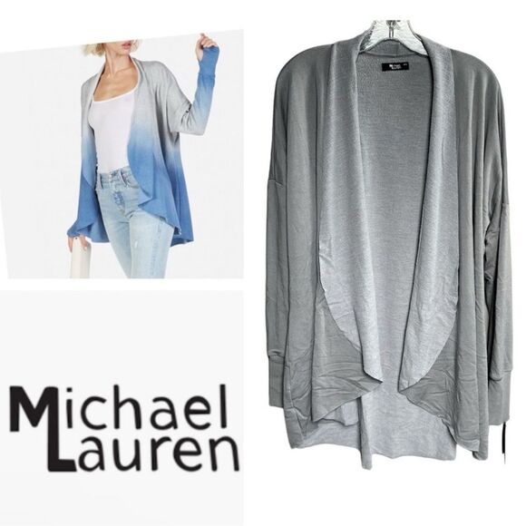 NWT REVOLVE Michael Lauren Open Front Comfy Soft Cardigan w/ Thumbholes Grey M/L - Picture 1 of 13